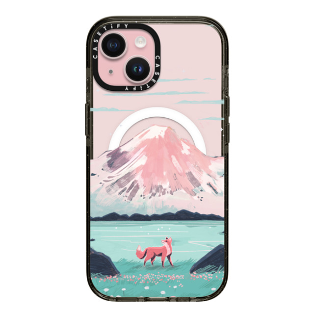 Papio Press x CASETiFY iPhone 15 ケース ブラック インパクトケース MagSafe対応 Fox at Gran Paradiso by Papio Press