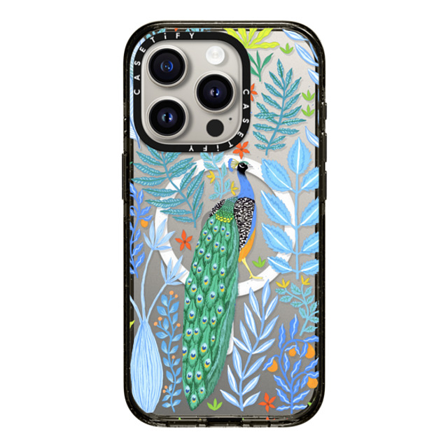 Papio Press x CASETiFY iPhone 15 Pro Case Black Impact Case MagSafe Compatible Summer Peacock in the Flowers by Papio Press Papio Press x CASETiFY iPhone 15 Pro Case Black Impact Case MagSafe Compatible Summer Peacock in the Flowers by Papio Press