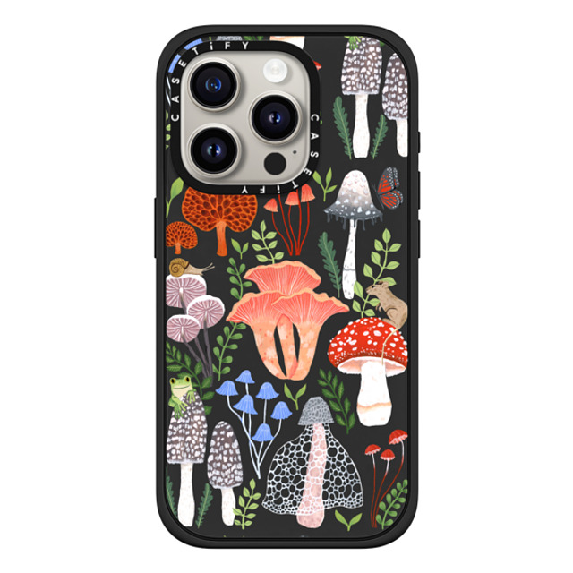 Papio Press x CASETiFY iPhone 15 Pro ケース マットブラック インパクトケース MagSafe対応 Mushrooms by Papio Press