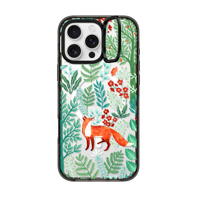 Papio Press x CASETiFY iPhone 16 Pro Max ケース ブラック インパクトリングスタンドケース MagSafe対応 Fox in the Woods