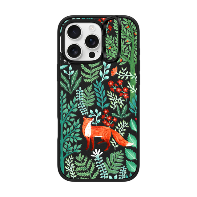 Papio Press x CASETiFY iPhone 16 Pro Max ケース マットブラック インパクトリングスタンドケース MagSafe対応 Fox in the Woods