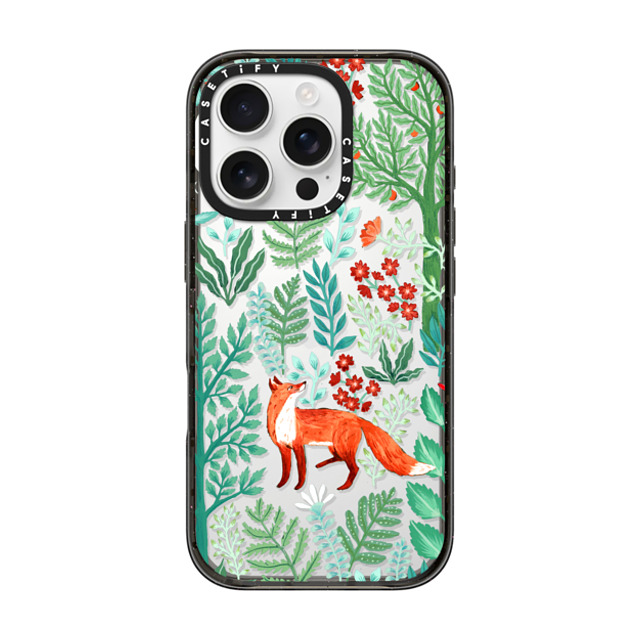 Papio Press x CASETiFY iPhone 16 Pro ケース ブラック インパクトケース Fox in the Woods