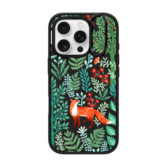 Papio Press x CASETiFY iPhone 16 Pro ケース マットブラック インパクトリングスタンドケース MagSafe対応 Fox in the Woods