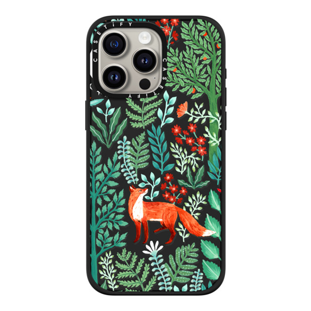 Papio Press x CASETiFY iPhone 15 Pro Max ケース マットブラック インパクトケース MagSafe対応 Fox in the Woods