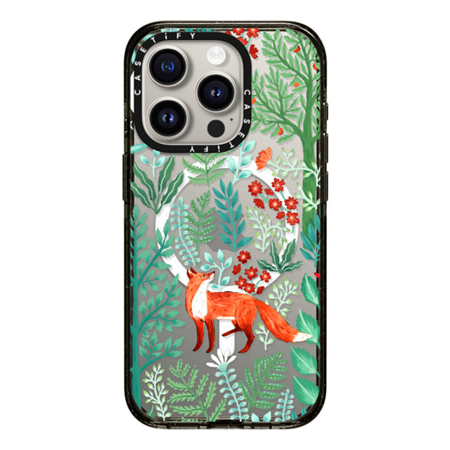 Papio Press x CASETiFY iPhone 15 Pro ケース ブラック インパクトケース MagSafe対応 Fox in the Woods