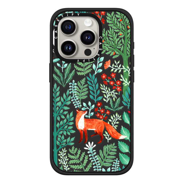 Papio Press x CASETiFY iPhone 15 Pro ケース マットブラック インパクトケース MagSafe対応 Fox in the Woods