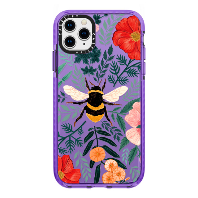 Papio Press x CASETiFY iPhone 11 Pro Max ケース Dark Purple インパクトケース Bee in the Flowers by Papio Press