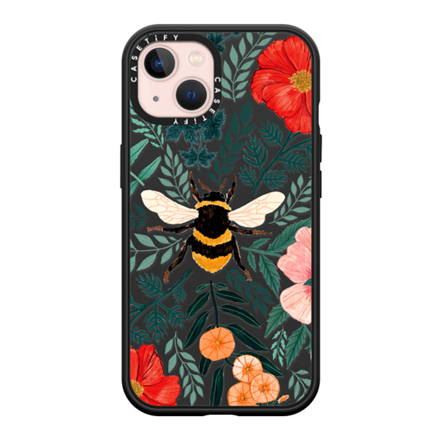 Papio Press x CASETiFY iPhone 13 ケース マットブラック インパクトケース MagSafe対応 Bee in the Flowers by Papio Press