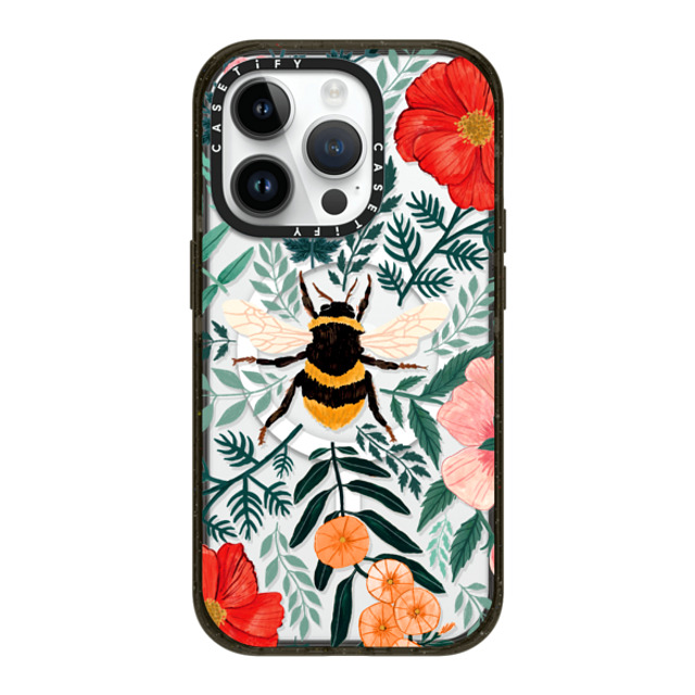 Papio Press x CASETiFY iPhone 14 Pro ケース ブラック インパクトケース MagSafe対応 Bee in the Flowers by Papio Press