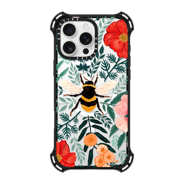 Papio Press x CASETiFY iPhone 16 Pro Max ケース ブラック バウンスケース Bee in the Flowers by Papio Press