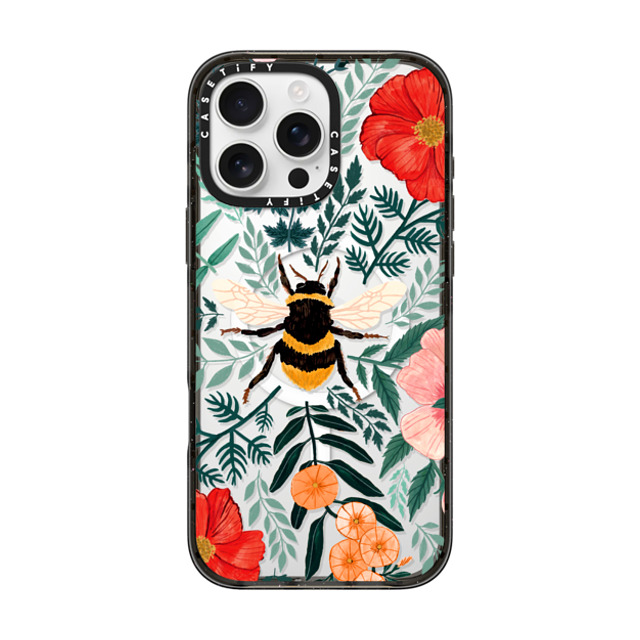 Papio Press x CASETiFY iPhone 16 Pro Max ケース ブラック インパクトケース MagSafe対応 Bee in the Flowers by Papio Press