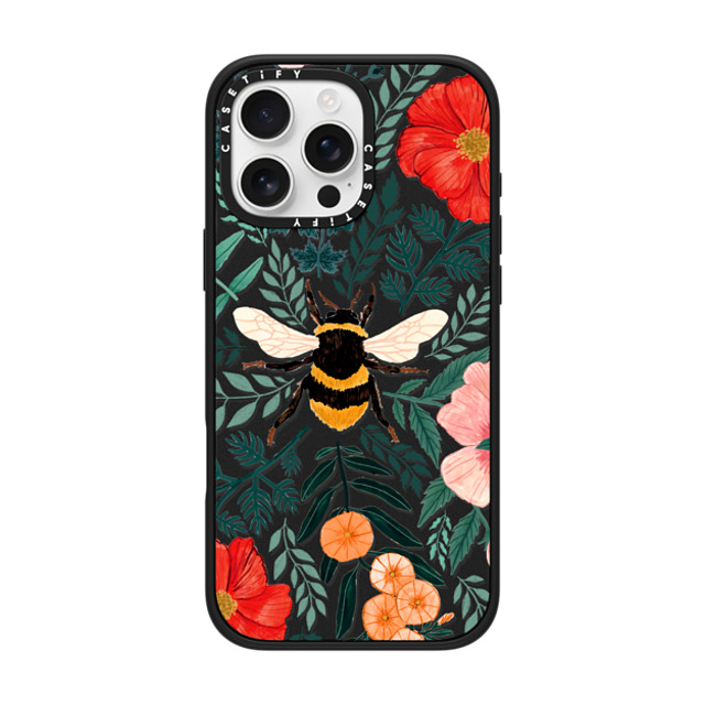 Papio Press x CASETiFY iPhone 16 Pro Max ケース マットブラック インパクトケース MagSafe対応 Bee in the Flowers by Papio Press