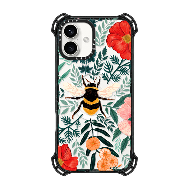 Papio Press x CASETiFY iPhone 16 Plus ケース ブラック バウンスケース Bee in the Flowers by Papio Press