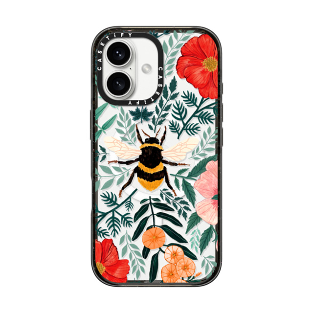 Papio Press x CASETiFY iPhone 16 ケース ブラック インパクトケース MagSafe対応 Bee in the Flowers by Papio Press