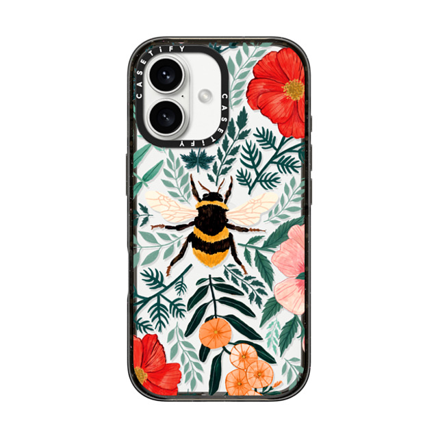 Papio Press x CASETiFY iPhone 16 ケース ブラック インパクトケース Bee in the Flowers by Papio Press