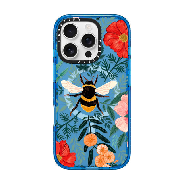 Papio Press x CASETiFY iPhone 16 Pro Case スカイブルー Impact Case MagSafe Compatible Bee in the Flowers by Papio Press Papio Press x CASETiFY iPhone 16 Pro Case スカイブルー Impact Case MagSafe Compatible Bee in the Flowers by Papio Press