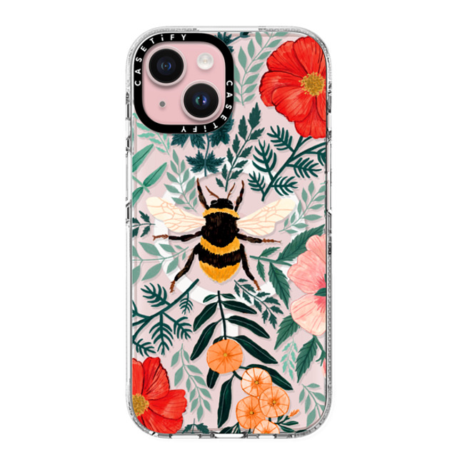 Papio Press x CASETiFY iPhone 15 ケース クリア クリア ケース MagSafe対応 Bee in the Flowers by Papio Press