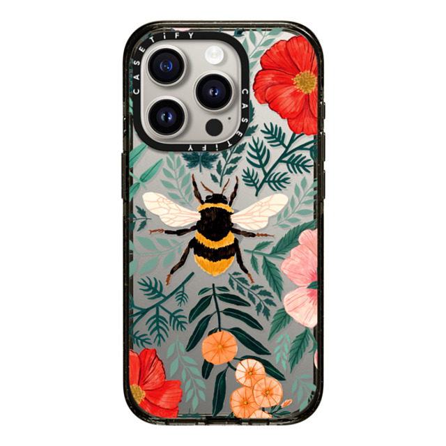 Papio Press x CASETiFY iPhone 15 Pro ケース ブラック インパクトケース Bee in the Flowers by Papio Press