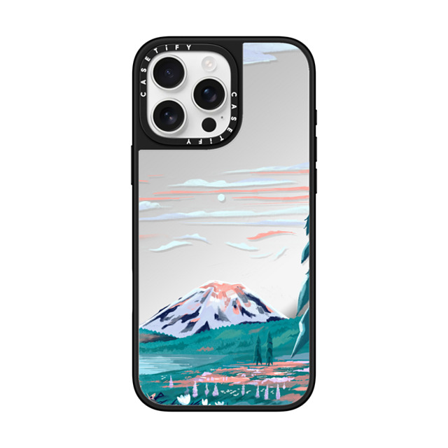 Papio Press x CASETiFY iPhone 16 Pro Max Case Cloud,Travel Silver on Black ミラーケース MagSafe対応 Mt. Rainier by Papio Press Father's Day Papio Press x CASETiFY iPhone 16 Pro Max Case Cloud,Travel Silver on Black ミラーケース MagSafe対応 Mt. Rainier by Papio Press Father's Day