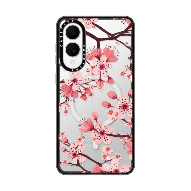 Papio Press x CASETiFY Galaxy S25 Edge ケース Floral,Nature ブラック Impact Magnetic Case Watercolor Blossom