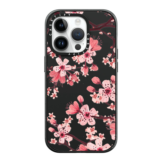 Papio Press x CASETiFY iPhone 14 Pro ケース マットブラック インパクトケース MagSafe対応 Watercolor Blossom