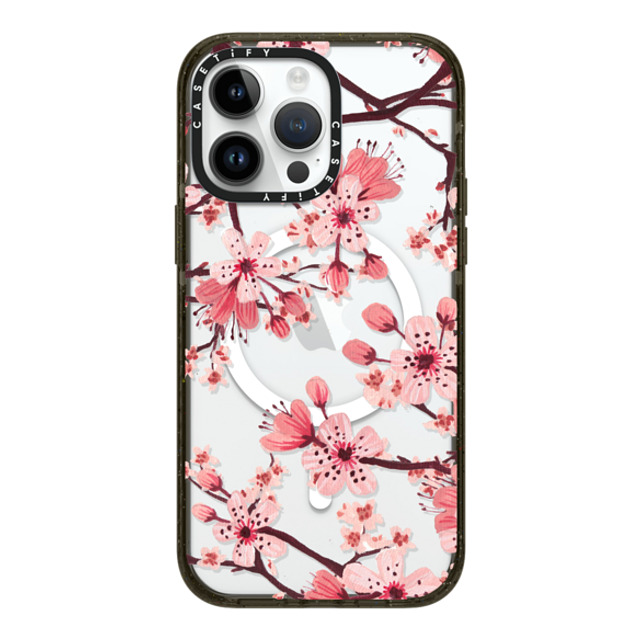 Papio Press x CASETiFY iPhone 14 Pro Max ケース ブラック インパクトケース MagSafe対応 Watercolor Blossom