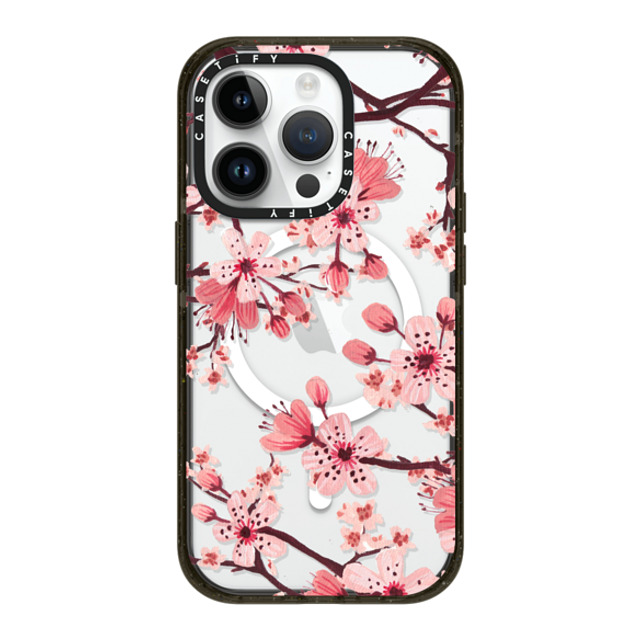 Papio Press x CASETiFY iPhone 14 Pro ケース ブラック インパクトケース MagSafe対応 Watercolor Blossom