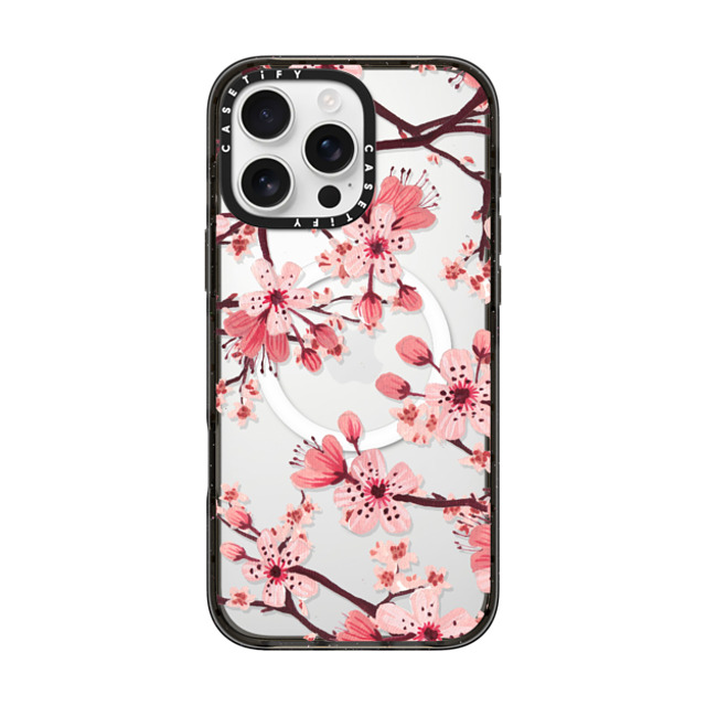 Papio Press x CASETiFY iPhone 16 Pro Max ケース ブラック インパクトケース MagSafe対応 Watercolor Blossom