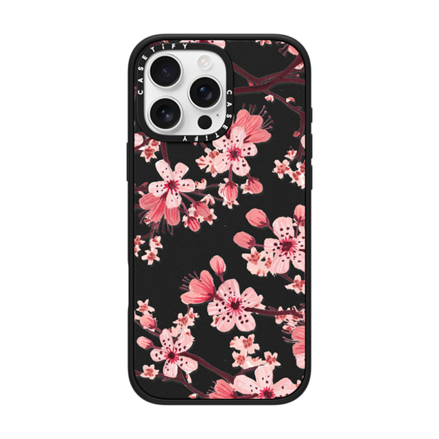 Papio Press x CASETiFY iPhone 16 Pro Max ケース マットブラック インパクトケース MagSafe対応 Watercolor Blossom