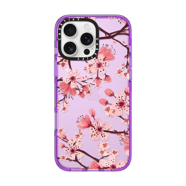 Papio Press x CASETiFY iPhone 16 Pro Max ケース パープル インパクトケース Watercolor Blossom