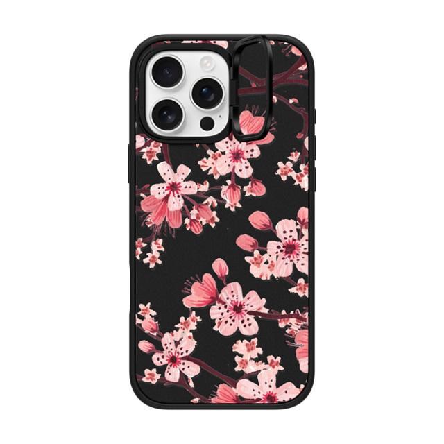 Papio Press x CASETiFY iPhone 16 Pro Max ケース マットブラック インパクトリングスタンドケース MagSafe対応 Watercolor Blossom