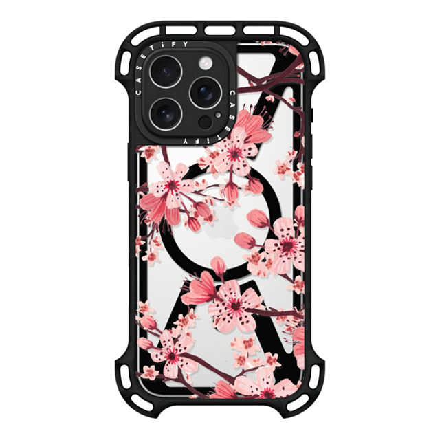 Papio Press x CASETiFY iPhone 16 Pro Max ケース ブラック ウルトラ バウンスケース MagSafe対応 Watercolor Blossom