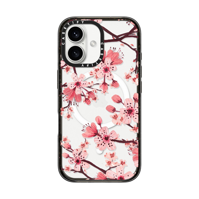 Papio Press x CASETiFY iPhone 16 ケース ブラック インパクトケース MagSafe対応 Watercolor Blossom