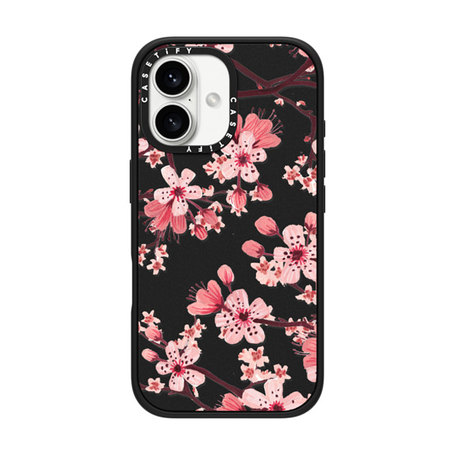 Papio Press x CASETiFY iPhone 16 ケース マットブラック インパクトケース MagSafe対応 Watercolor Blossom
