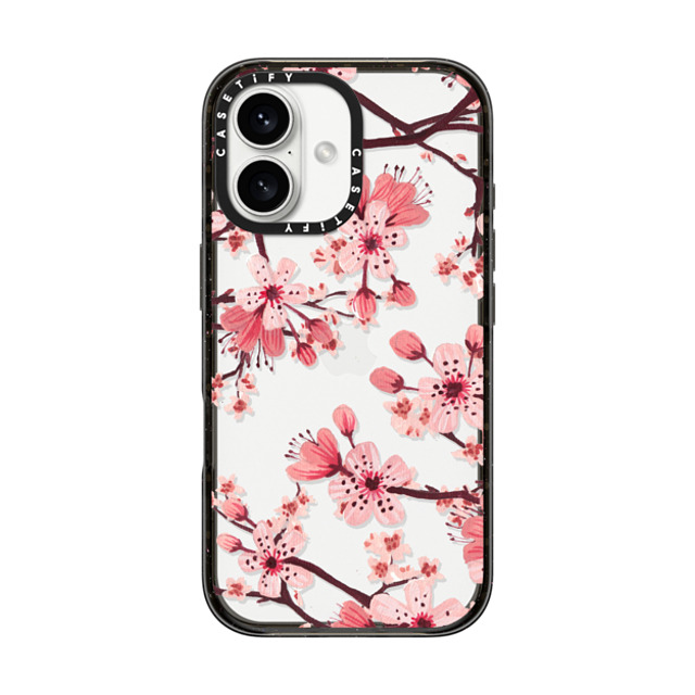 Papio Press x CASETiFY iPhone 16 ケース ブラック インパクトケース Watercolor Blossom