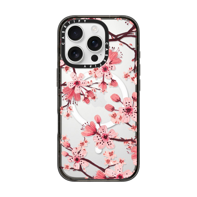 Papio Press x CASETiFY iPhone 16 Pro ケース ブラック インパクトケース MagSafe対応 Watercolor Blossom