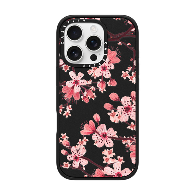 Papio Press x CASETiFY iPhone 16 Pro ケース マットブラック インパクトケース MagSafe対応 Watercolor Blossom