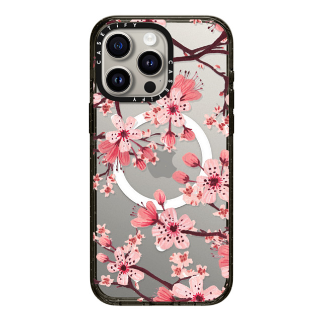 Papio Press x CASETiFY iPhone 15 Pro Max ケース ブラック インパクトケース MagSafe対応 Watercolor Blossom