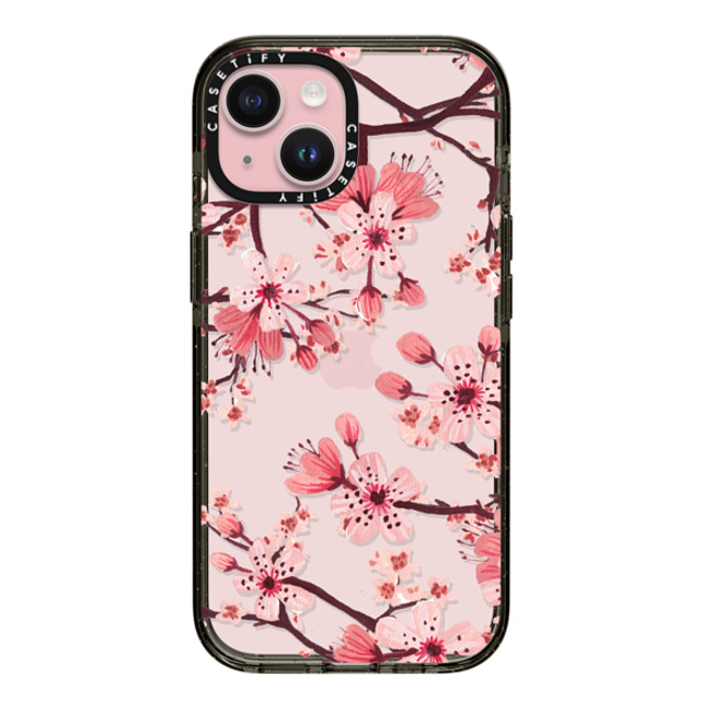 Papio Press x CASETiFY iPhone 15 ケース ブラック インパクトケース Watercolor Blossom