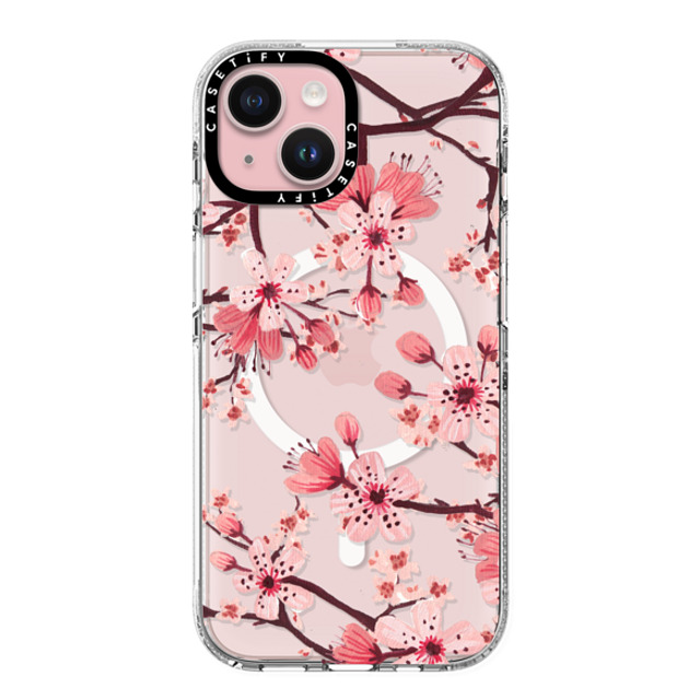 Papio Press x CASETiFY iPhone 15 ケース クリア クリア ケース MagSafe対応 Watercolor Blossom