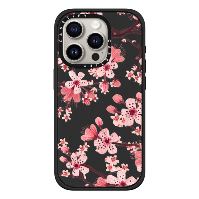 Papio Press x CASETiFY iPhone 15 Pro ケース マットブラック インパクトケース MagSafe対応 Watercolor Blossom