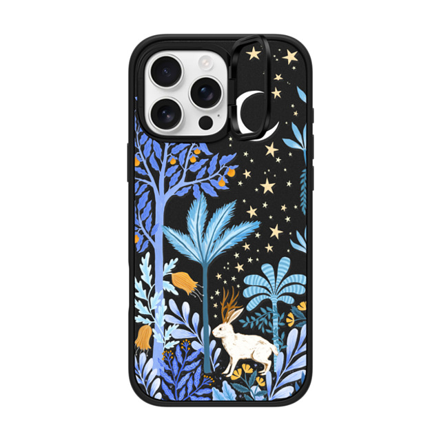 Papio Press x CASETiFY iPhone 16 Pro Max ケース マットブラック インパクトリングスタンドケース MagSafe対応 Jackalope Mythical Moon by Papio Press