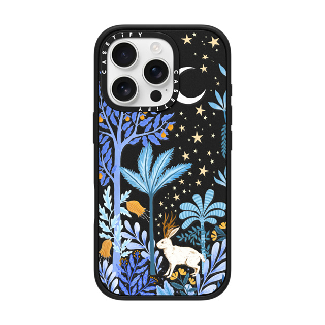 Papio Press x CASETiFY iPhone 16 Pro ケース マットブラック インパクトケース MagSafe対応 Jackalope Mythical Moon by Papio Press