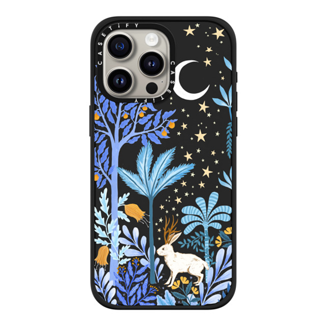 Papio Press x CASETiFY iPhone 15 Pro Max ケース マットブラック インパクトケース MagSafe対応 Jackalope Mythical Moon by Papio Press