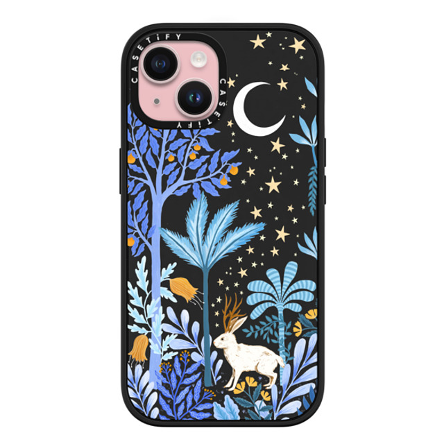 Papio Press x CASETiFY iPhone 15 ケース マットブラック インパクトケース MagSafe対応 Jackalope Mythical Moon by Papio Press