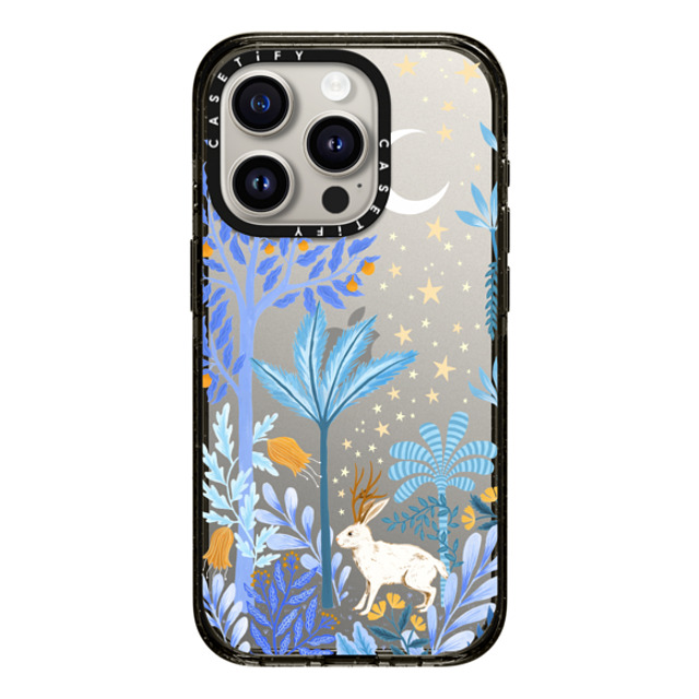 Papio Press x CASETiFY iPhone 15 Pro ケース ブラック インパクトケース Jackalope Mythical Moon by Papio Press