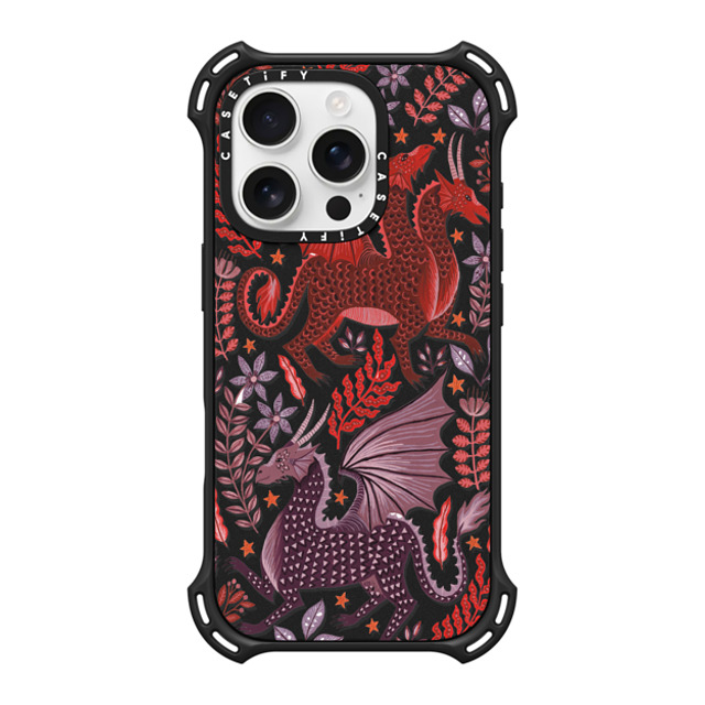 Papio Press x CASETiFY iPhone 16 Pro ケース マットブラック バウンスケース Red Dragon Mythical Magic