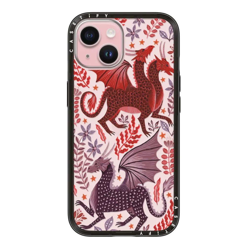 Compact iPhone 15 Case - Red Dragon Mythical Magic