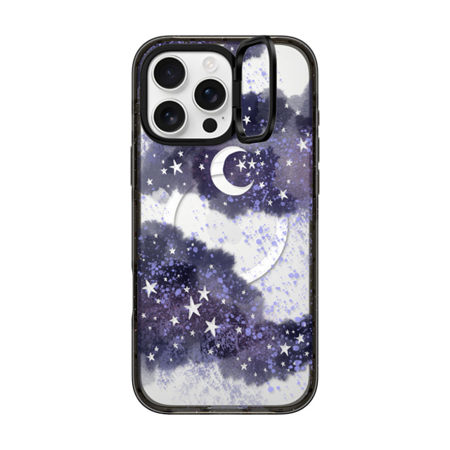 Papio Press x CASETiFY iPhone 16 Pro Max ケース ブラック インパクトリングスタンドケース MagSafe対応 Inky night sky