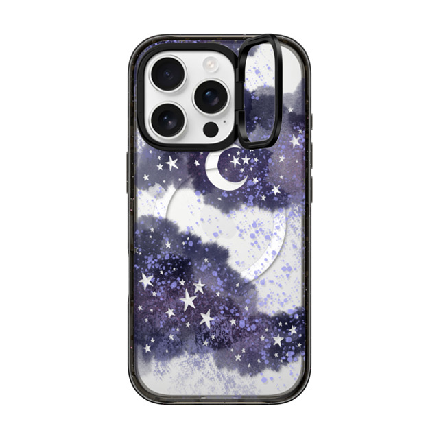 Papio Press x CASETiFY iPhone 16 Pro ケース ブラック インパクトリングスタンドケース MagSafe対応 Inky night sky